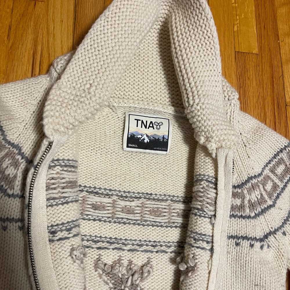 TNA Beige and Taupe Hooded Cardigan - Picture 3 of 4
